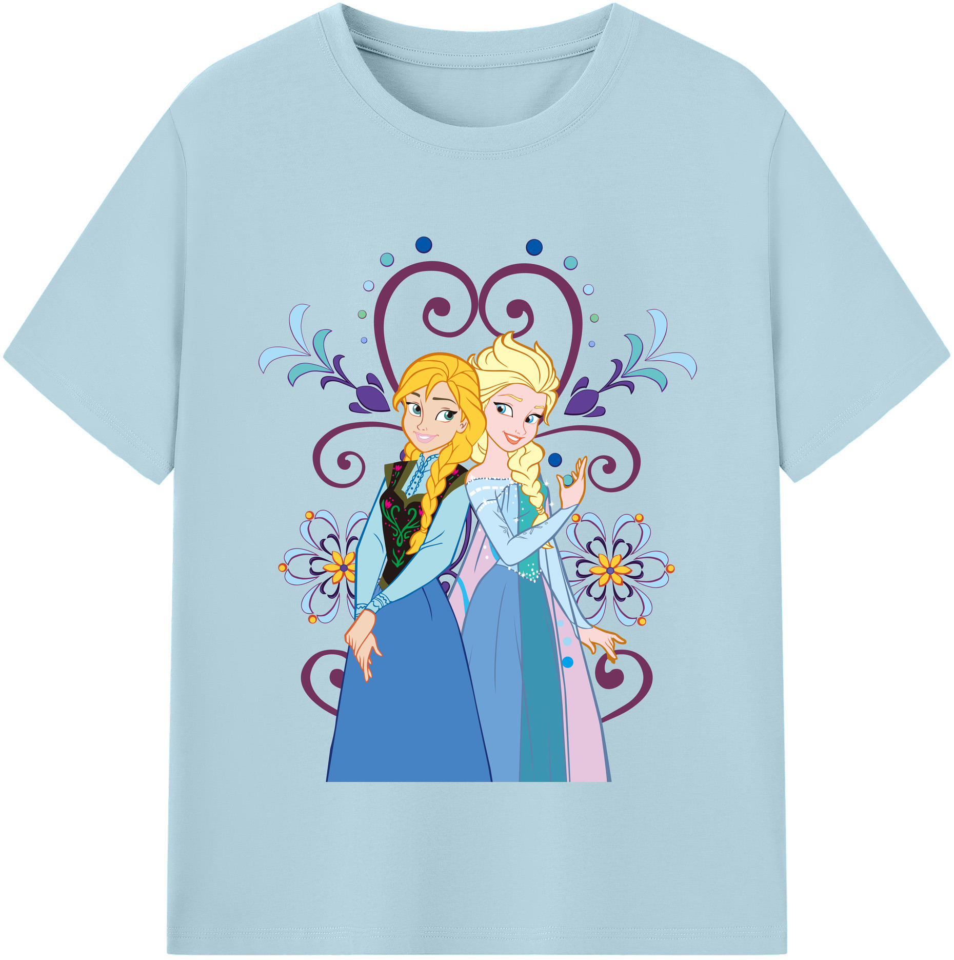 （画像用） アナと雪の女王 アンナ エルサ Frozen Anna Elsa 綿100％半袖Tシャツ（フロントプリント）